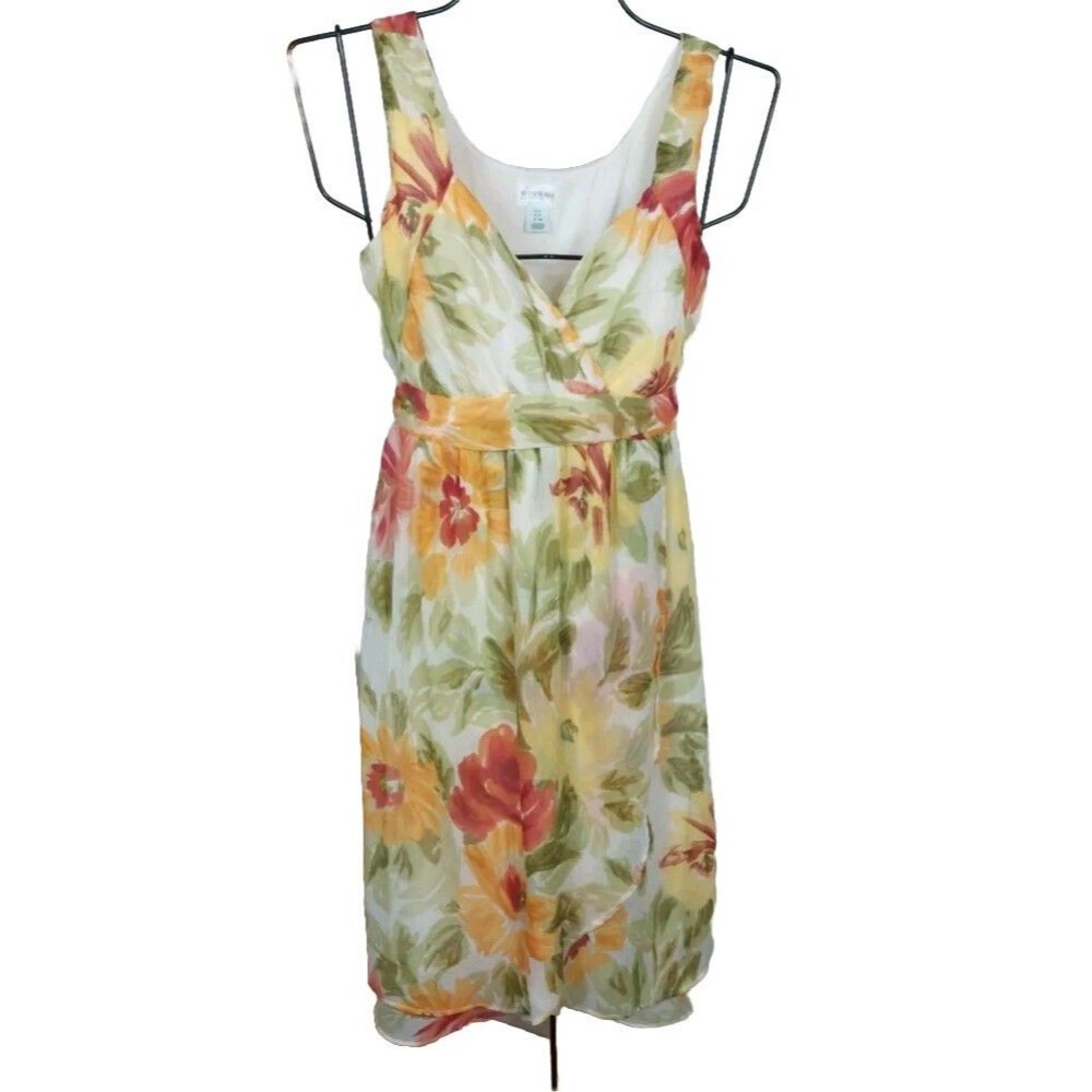 Motherhood Maternity Sleeveless Floral Faux Wrap Dress Sz S Petite